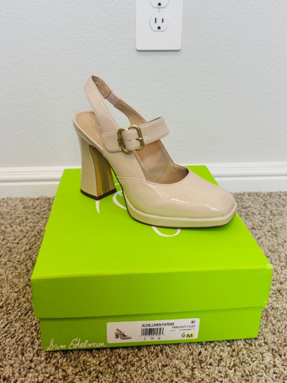 Sam Edelman Jildie Linen Patent Mary Jane Heels Size 9